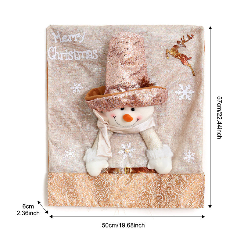 Christmas Chair Covers Set of 6 Christmas Chair Back Covers for Dining Room Cute Santa Chair Cover Party Chair Covers Christmas Decorations Red