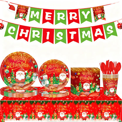 Christmas disposable tableware set: Spend less time cleaning, and more time celebrating.