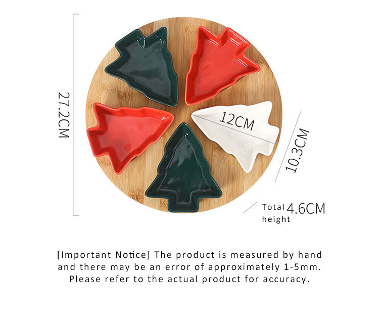 DOITOOL christmas dishes sweet holder snack platter tray Christmas Tree Serving Plate dessert dish snack tray plate plastic section Wooden jewelry