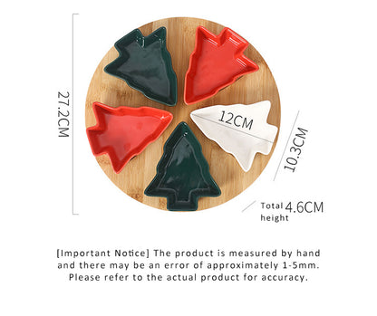 DOITOOL christmas dishes sweet holder snack platter tray Christmas Tree Serving Plate dessert dish snack tray plate plastic section Wooden jewelry