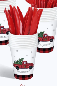 Christmas disposable tableware set: Spend less time cleaning, and more time celebrating.