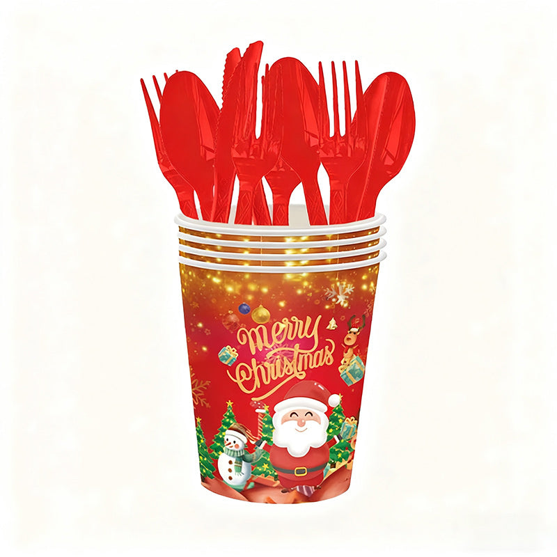 Christmas disposable tableware set: Spend less time cleaning, and more time celebrating.