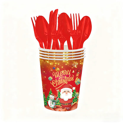 Christmas disposable tableware set: Spend less time cleaning, and more time celebrating.