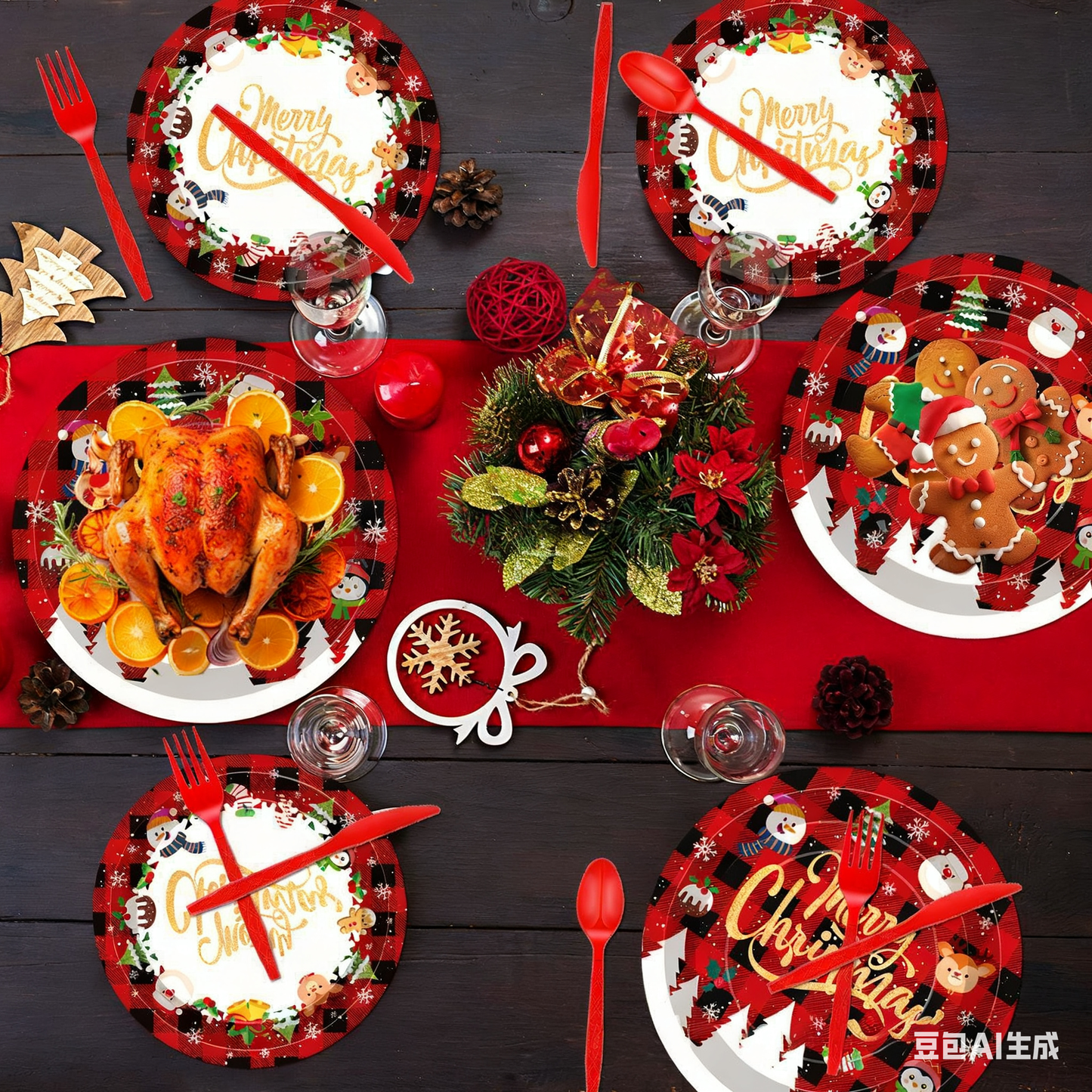 Christmas disposable tableware set: Spend less time cleaning, and more time celebrating.