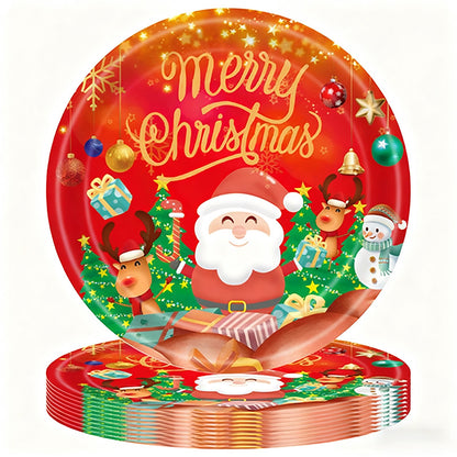 Christmas disposable tableware set: Spend less time cleaning, and more time celebrating.