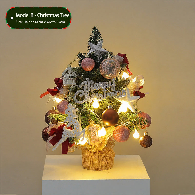 20" Tabletop Christmas Tree,Mini Christmas Tree Artificial Christmas Tree with Hanging Ornaments,Best DIY Christmas Decorations-A 45cm(18")