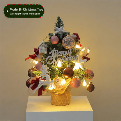 20" Tabletop Christmas Tree,Mini Christmas Tree Artificial Christmas Tree with Hanging Ornaments,Best DIY Christmas Decorations-A 45cm(18")