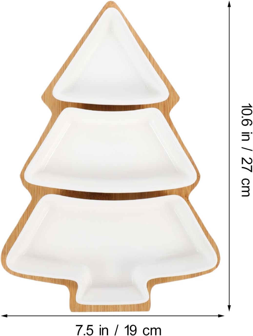 DOITOOL christmas dishes sweet holder snack platter tray Christmas Tree Serving Plate dessert dish snack tray plate plastic section Wooden jewelry