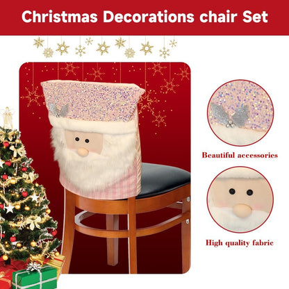 Christmas Chair Covers Set of 6 Christmas Chair Back Covers for Dining Room Cute Santa Chair Cover Party Chair Covers Christmas Decorations Red