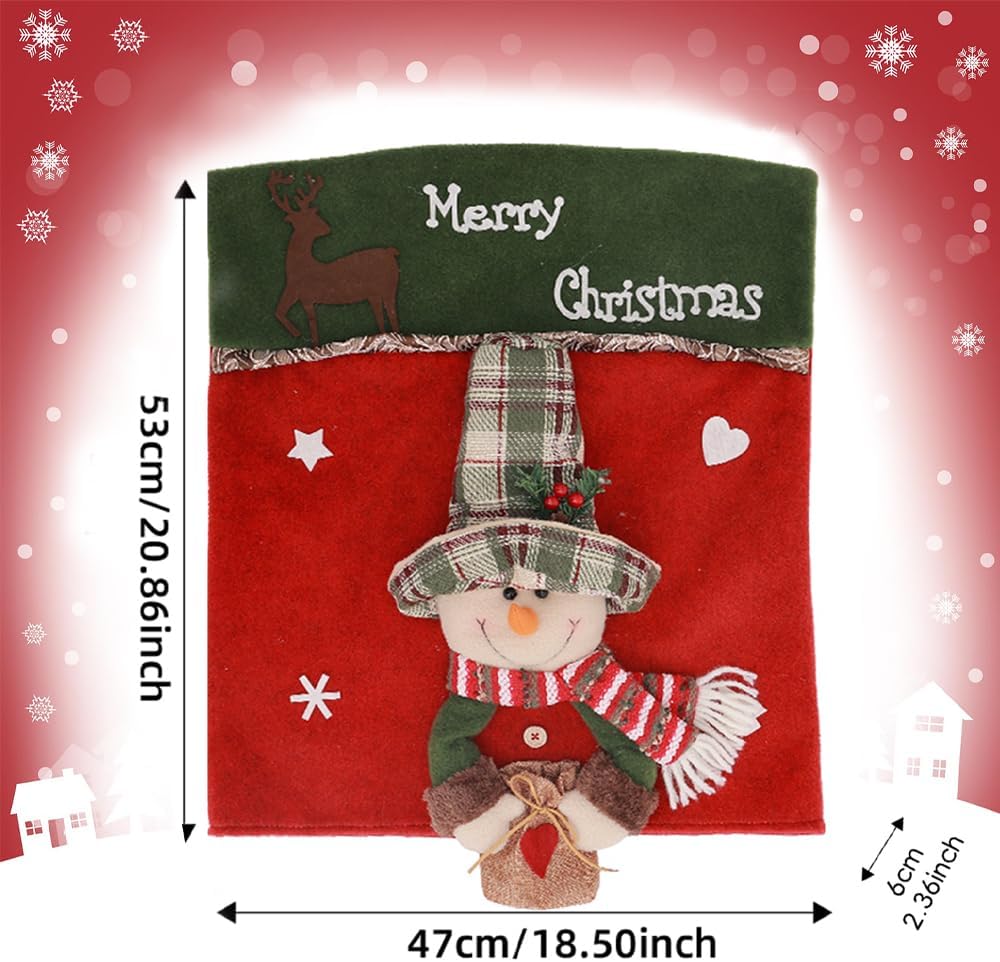 Christmas Chair Covers Set of 6 Christmas Chair Back Covers for Dining Room Cute Santa Chair Cover Party Chair Covers Christmas Decorations Red