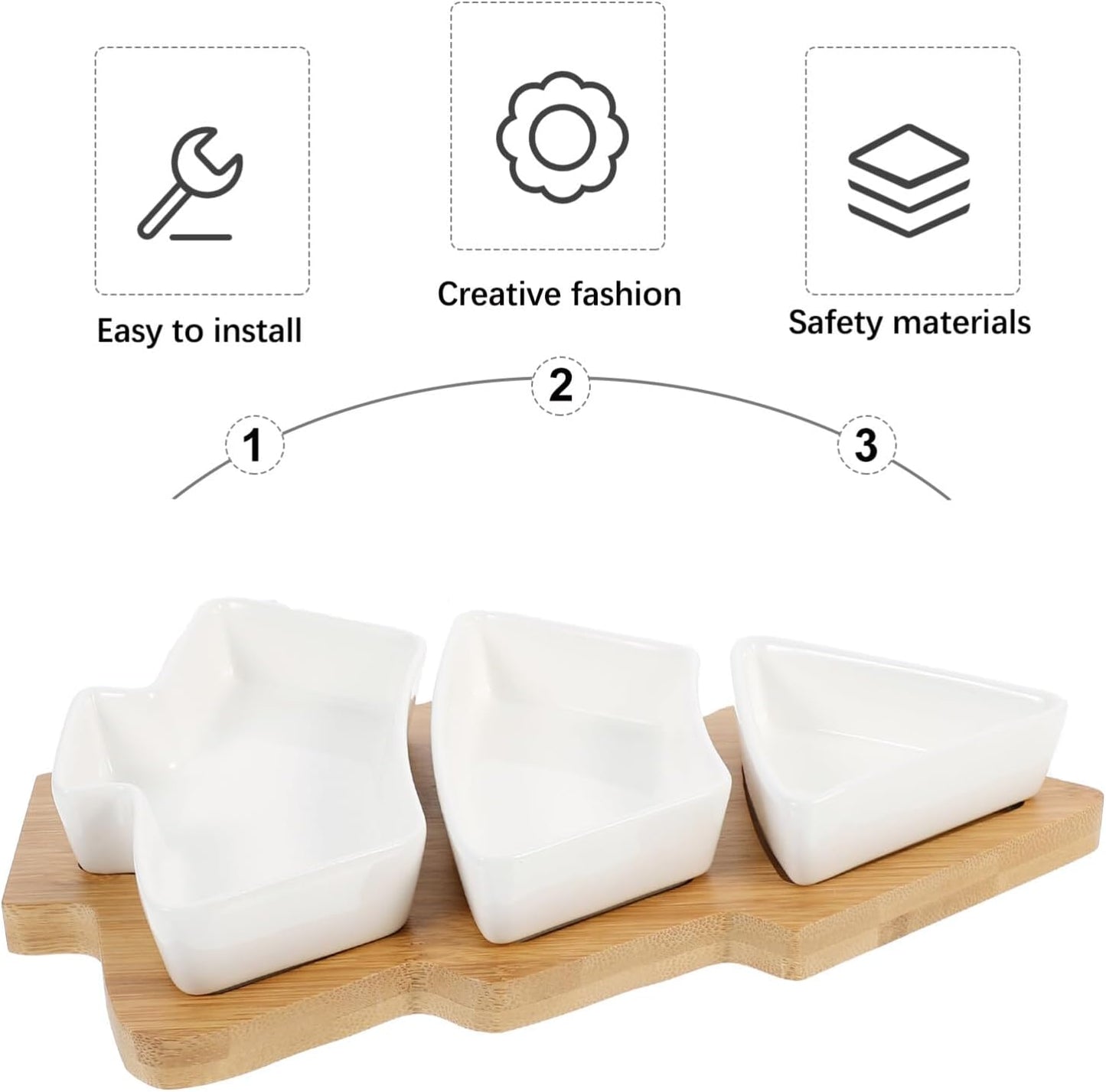 DOITOOL christmas dishes sweet holder snack platter tray Christmas Tree Serving Plate dessert dish snack tray plate plastic section Wooden jewelry