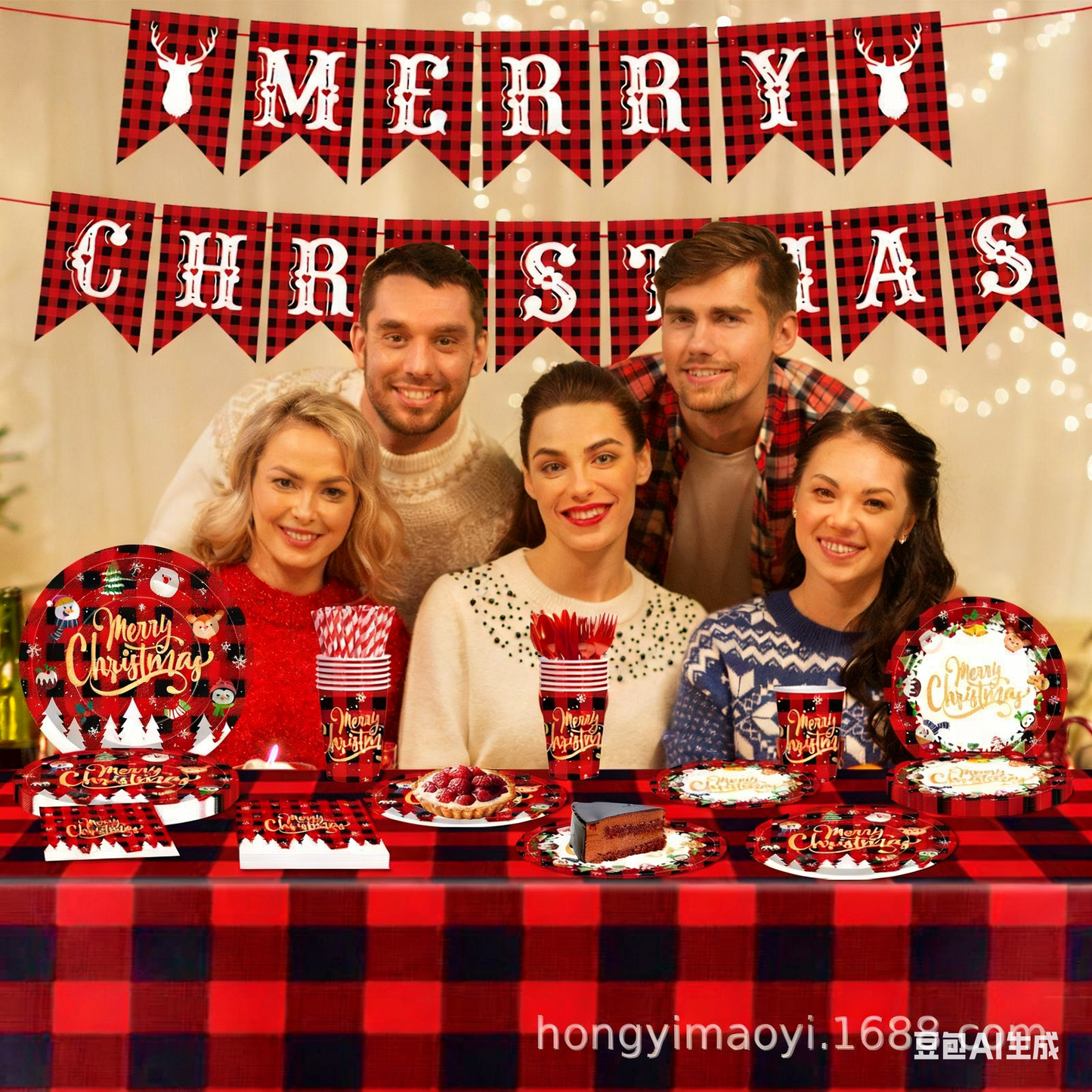 Christmas disposable tableware set: Spend less time cleaning, and more time celebrating.