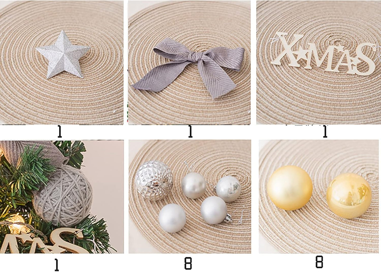 20" Tabletop Christmas Tree,Mini Christmas Tree Artificial Christmas Tree with Hanging Ornaments,Best DIY Christmas Decorations-A 45cm(18")