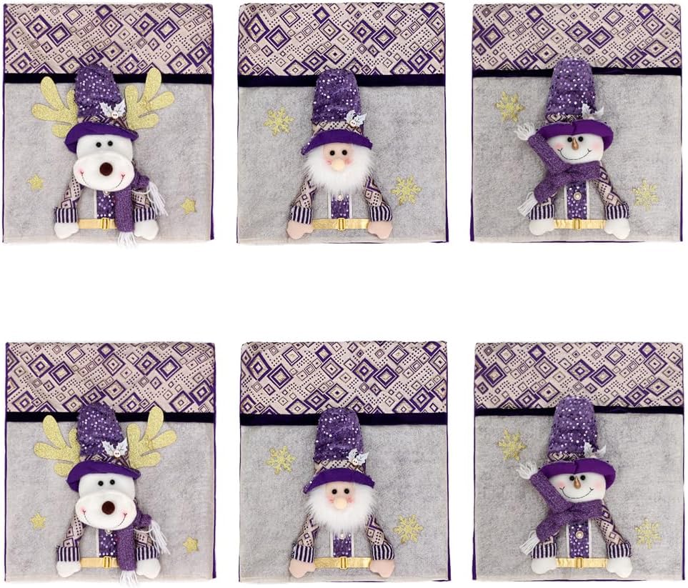 Christmas Chair Covers Set of 6 Christmas Chair Back Covers for Dining Room Cute Santa Chair Cover Party Chair Covers Christmas Decorations Red