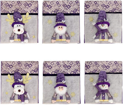 Christmas Chair Covers Set of 6 Christmas Chair Back Covers for Dining Room Cute Santa Chair Cover Party Chair Covers Christmas Decorations Red