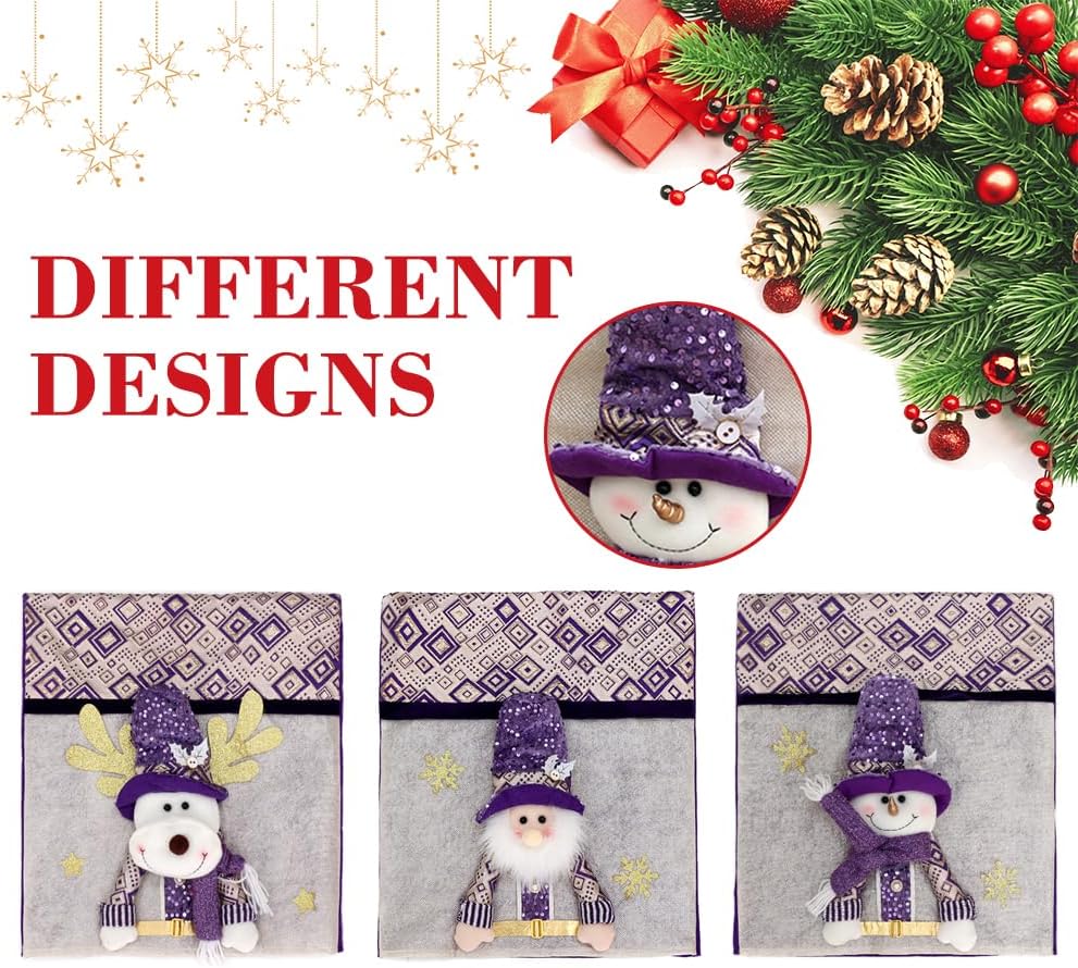 Christmas Chair Covers Set of 6 Christmas Chair Back Covers for Dining Room Cute Santa Chair Cover Party Chair Covers Christmas Decorations Red