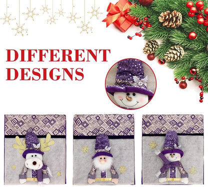 Christmas Chair Covers Set of 6 Christmas Chair Back Covers for Dining Room Cute Santa Chair Cover Party Chair Covers Christmas Decorations Red