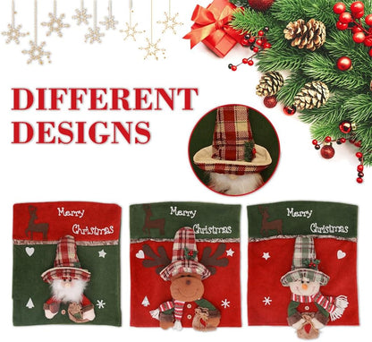 Christmas Chair Covers Set of 6 Christmas Chair Back Covers for Dining Room Cute Santa Chair Cover Party Chair Covers Christmas Decorations Red