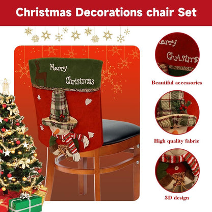 Christmas Chair Covers Set of 6 Christmas Chair Back Covers for Dining Room Cute Santa Chair Cover Party Chair Covers Christmas Decorations Red