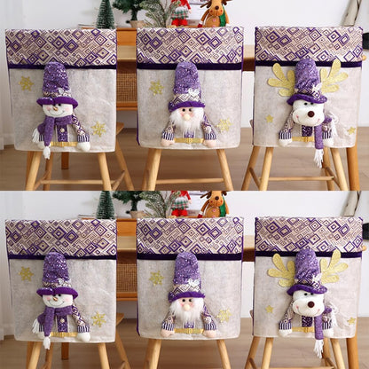 Christmas Chair Covers Set of 6 Christmas Chair Back Covers for Dining Room Cute Santa Chair Cover Party Chair Covers Christmas Decorations Red