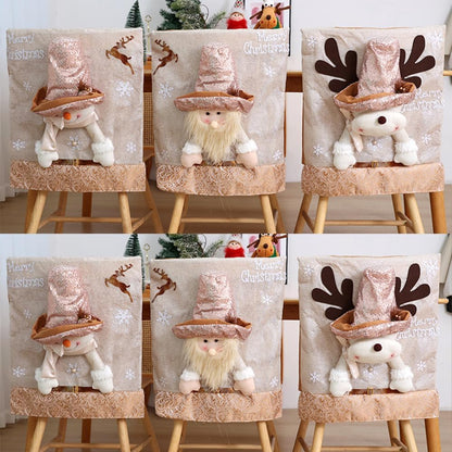 Christmas Chair Covers Set of 6 Christmas Chair Back Covers for Dining Room Cute Santa Chair Cover Party Chair Covers Christmas Decorations Red