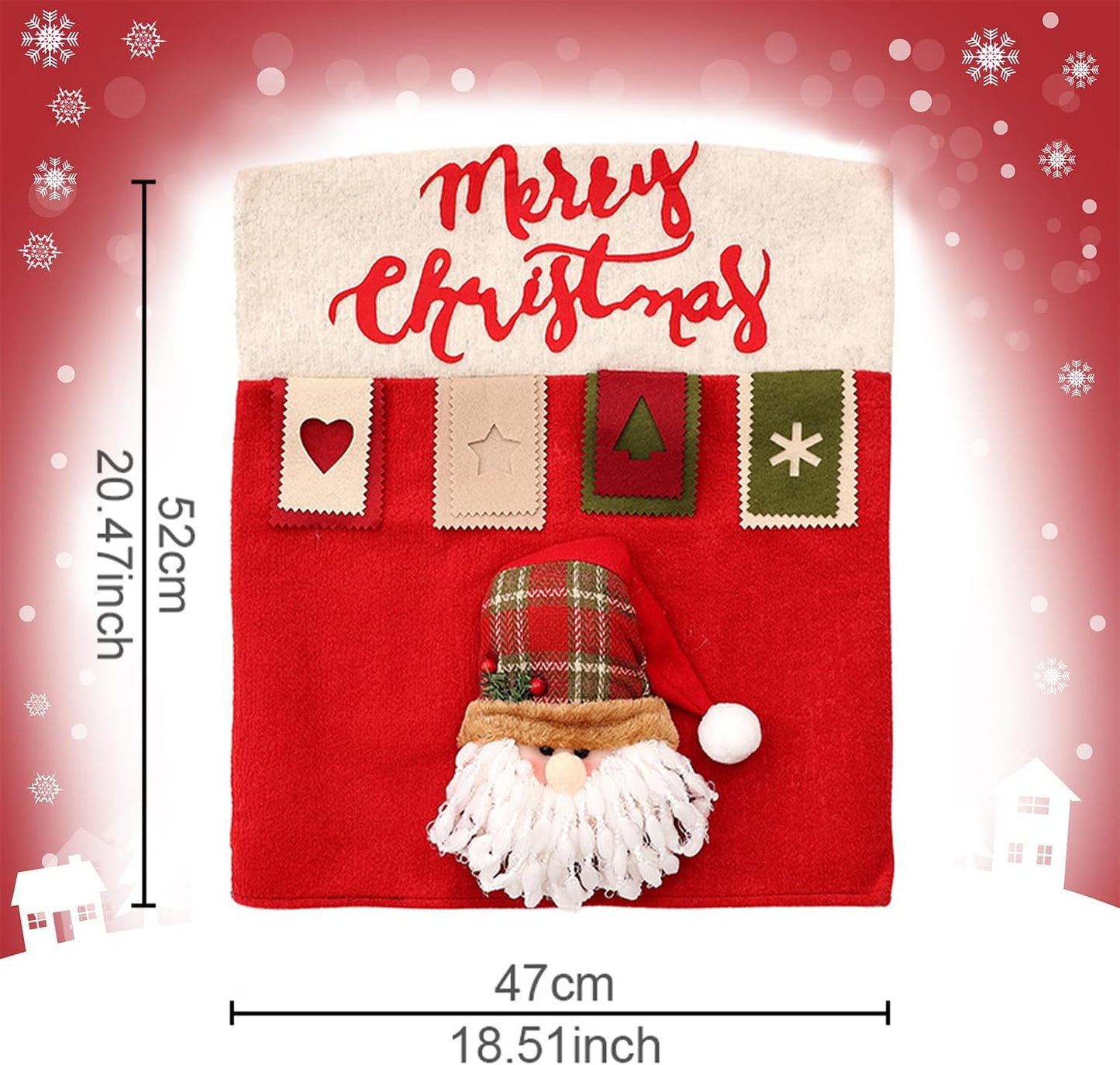 Christmas Chair Covers Set of 6 Christmas Chair Back Covers for Dining Room Cute Santa Chair Cover Party Chair Covers Christmas Decorations Red
