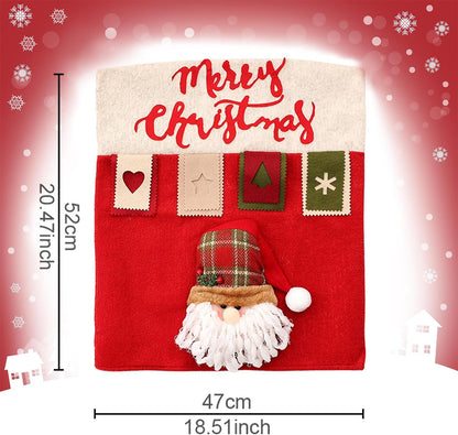 Christmas Chair Covers Set of 6 Christmas Chair Back Covers for Dining Room Cute Santa Chair Cover Party Chair Covers Christmas Decorations Red
