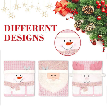 Christmas Chair Covers Set of 6 Christmas Chair Back Covers for Dining Room Cute Santa Chair Cover Party Chair Covers Christmas Decorations Red