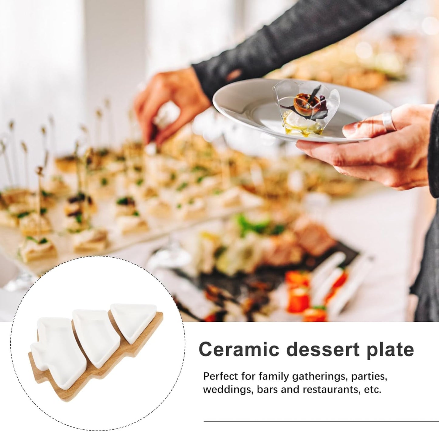 DOITOOL christmas dishes sweet holder snack platter tray Christmas Tree Serving Plate dessert dish snack tray plate plastic section Wooden jewelry