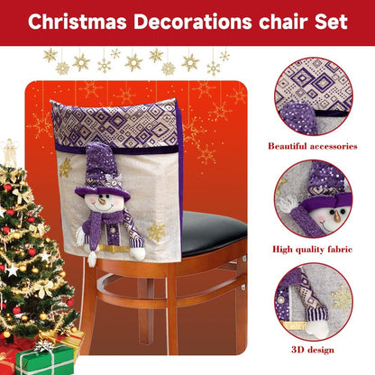 Christmas Chair Covers Set of 6 Christmas Chair Back Covers for Dining Room Cute Santa Chair Cover Party Chair Covers Christmas Decorations Red