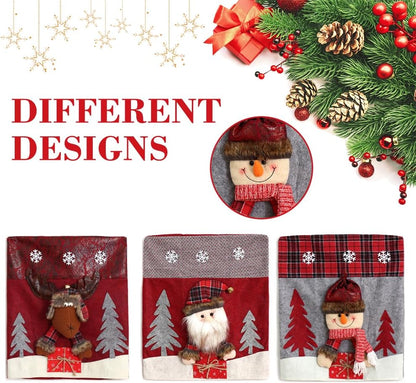 Christmas Chair Covers Set of 6 Christmas Chair Back Covers for Dining Room Cute Santa Chair Cover Party Chair Covers Christmas Decorations Red