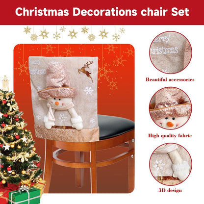 Christmas Chair Covers Set of 6 Christmas Chair Back Covers for Dining Room Cute Santa Chair Cover Party Chair Covers Christmas Decorations Red
