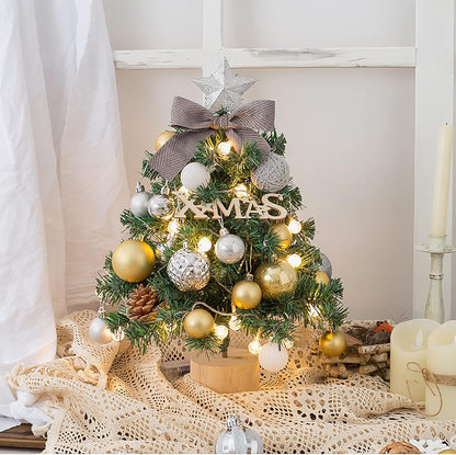 20" Tabletop Christmas Tree,Mini Christmas Tree Artificial Christmas Tree with Hanging Ornaments,Best DIY Christmas Decorations-A 45cm(18")