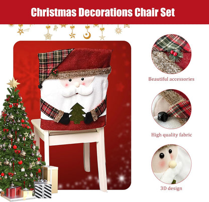 Christmas Chair Covers Set of 6 Christmas Chair Back Covers for Dining Room Cute Santa Chair Cover Party Chair Covers Christmas Decorations Red