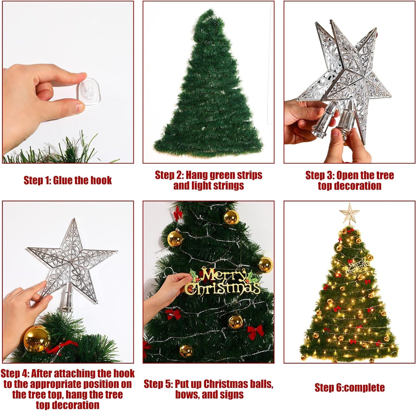 Christmas DIY Fuzzy Yarn Wall Hanging Kit - Create Your Own Stick-On Christmas Tree for Living Room, Bedroom, Yard & Kitchen Decor