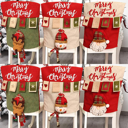 Christmas Chair Covers Set of 6 Christmas Chair Back Covers for Dining Room Cute Santa Chair Cover Party Chair Covers Christmas Decorations Red