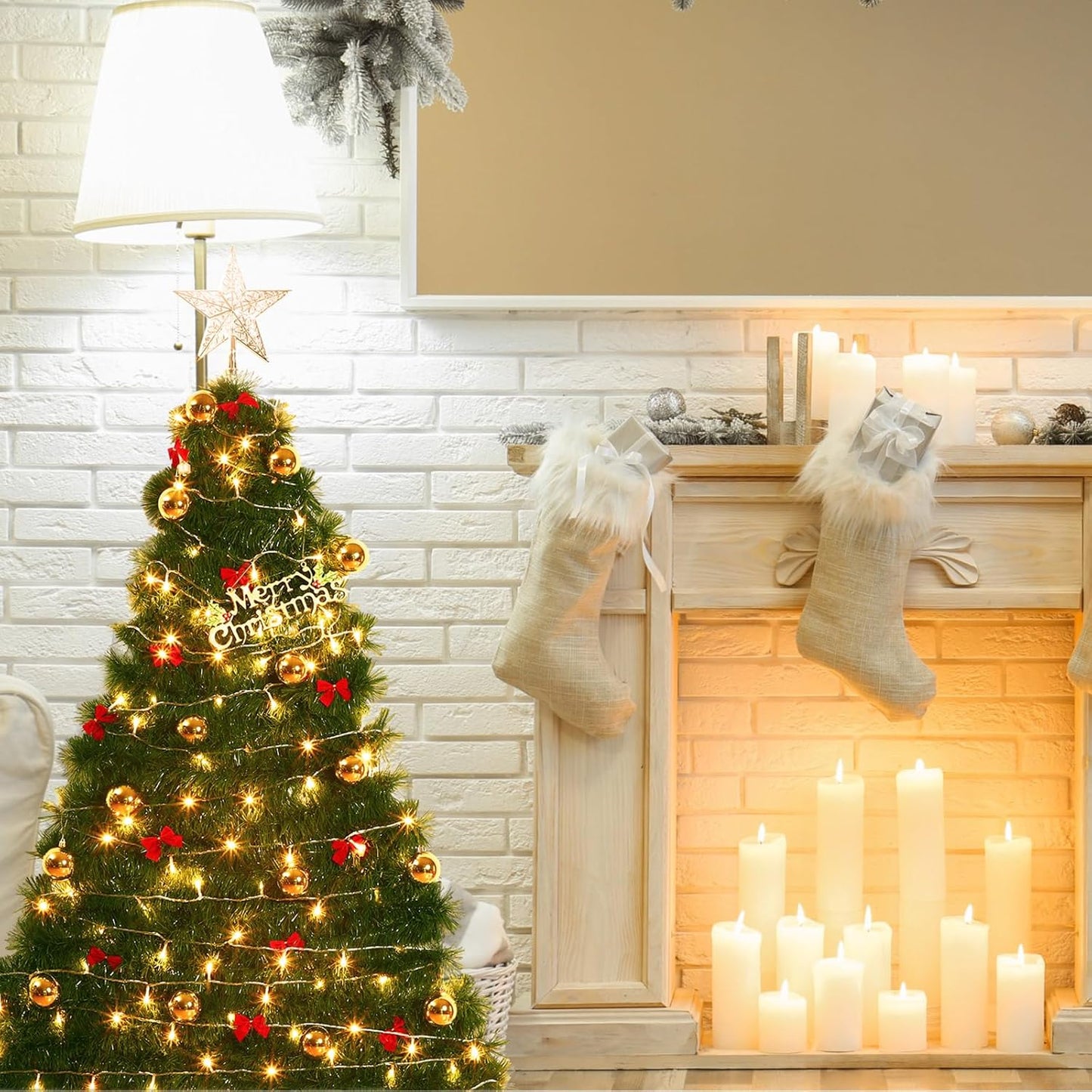 Christmas DIY Fuzzy Yarn Wall Hanging Kit - Create Your Own Stick-On Christmas Tree for Living Room, Bedroom, Yard & Kitchen Decor