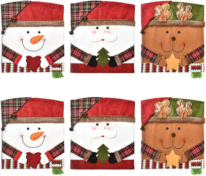 Christmas Chair Covers Set of 6 Christmas Chair Back Covers for Dining Room Cute Santa Chair Cover Party Chair Covers Christmas Decorations Red