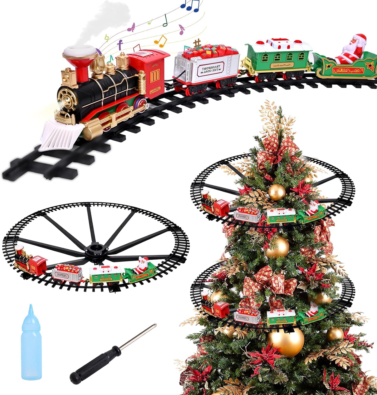 Magic Circling Christmas Train – Animated Tree Decor with Moving Locomotive