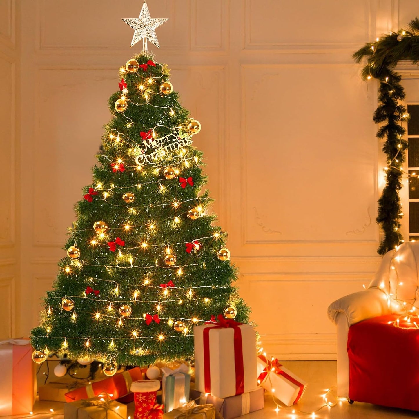 Christmas DIY Fuzzy Yarn Wall Hanging Kit - Create Your Own Stick-On Christmas Tree for Living Room, Bedroom, Yard & Kitchen Decor