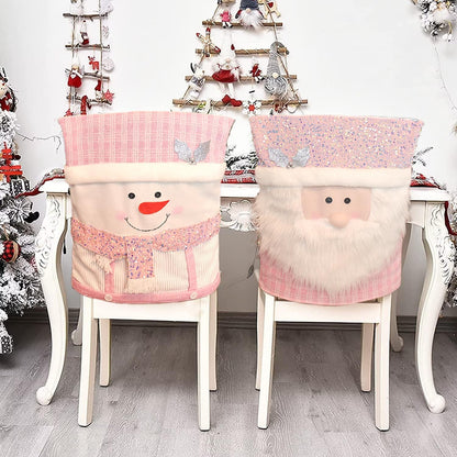 Christmas Chair Covers Set of 6 Christmas Chair Back Covers for Dining Room Cute Santa Chair Cover Party Chair Covers Christmas Decorations Red