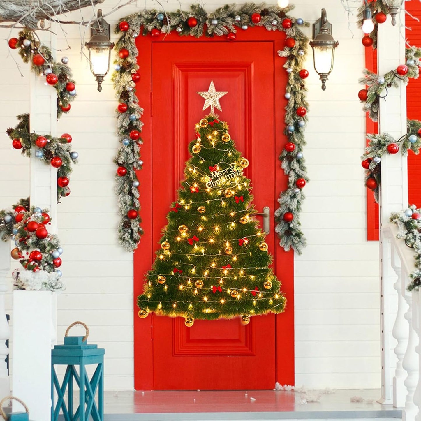 Christmas DIY Fuzzy Yarn Wall Hanging Kit - Create Your Own Stick-On Christmas Tree for Living Room, Bedroom, Yard & Kitchen Decor