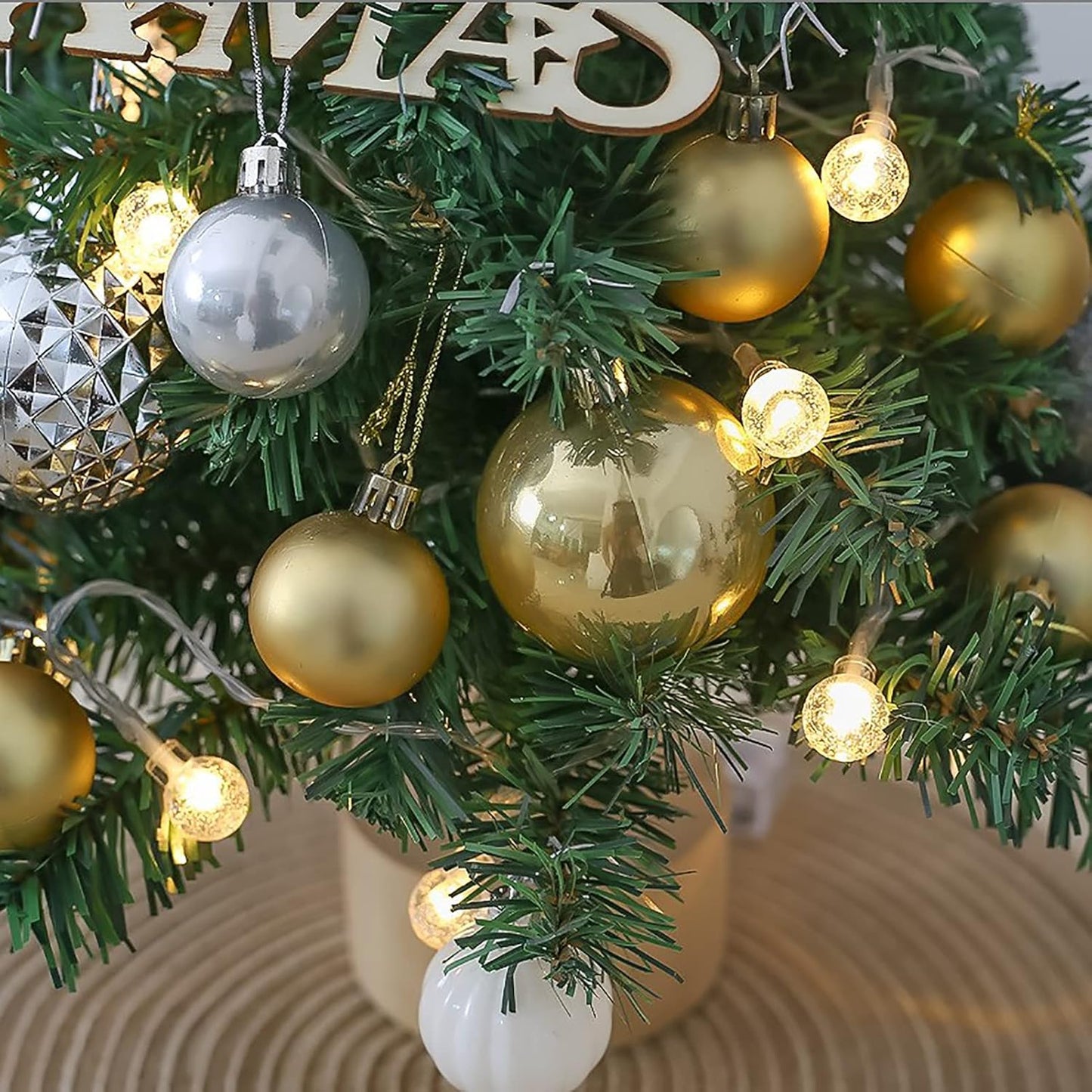 20" Tabletop Christmas Tree,Mini Christmas Tree Artificial Christmas Tree with Hanging Ornaments,Best DIY Christmas Decorations-A 45cm(18")