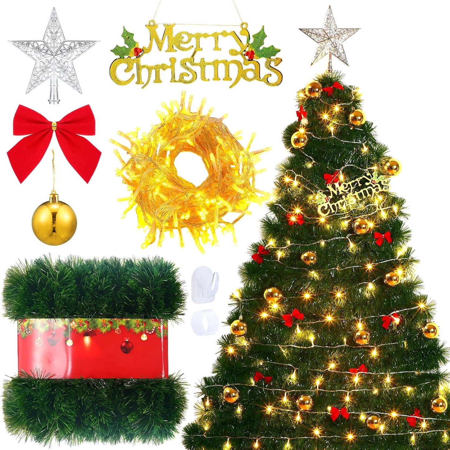 Christmas DIY Fuzzy Yarn Wall Hanging Kit - Create Your Own Stick-On Christmas Tree for Living Room, Bedroom, Yard & Kitchen Decor