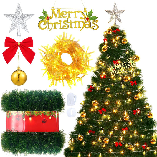 Christmas DIY Fuzzy Yarn Wall Hanging Kit - Create Your Own Stick-On Christmas Tree for Living Room, Bedroom, Yard & Kitchen Decor