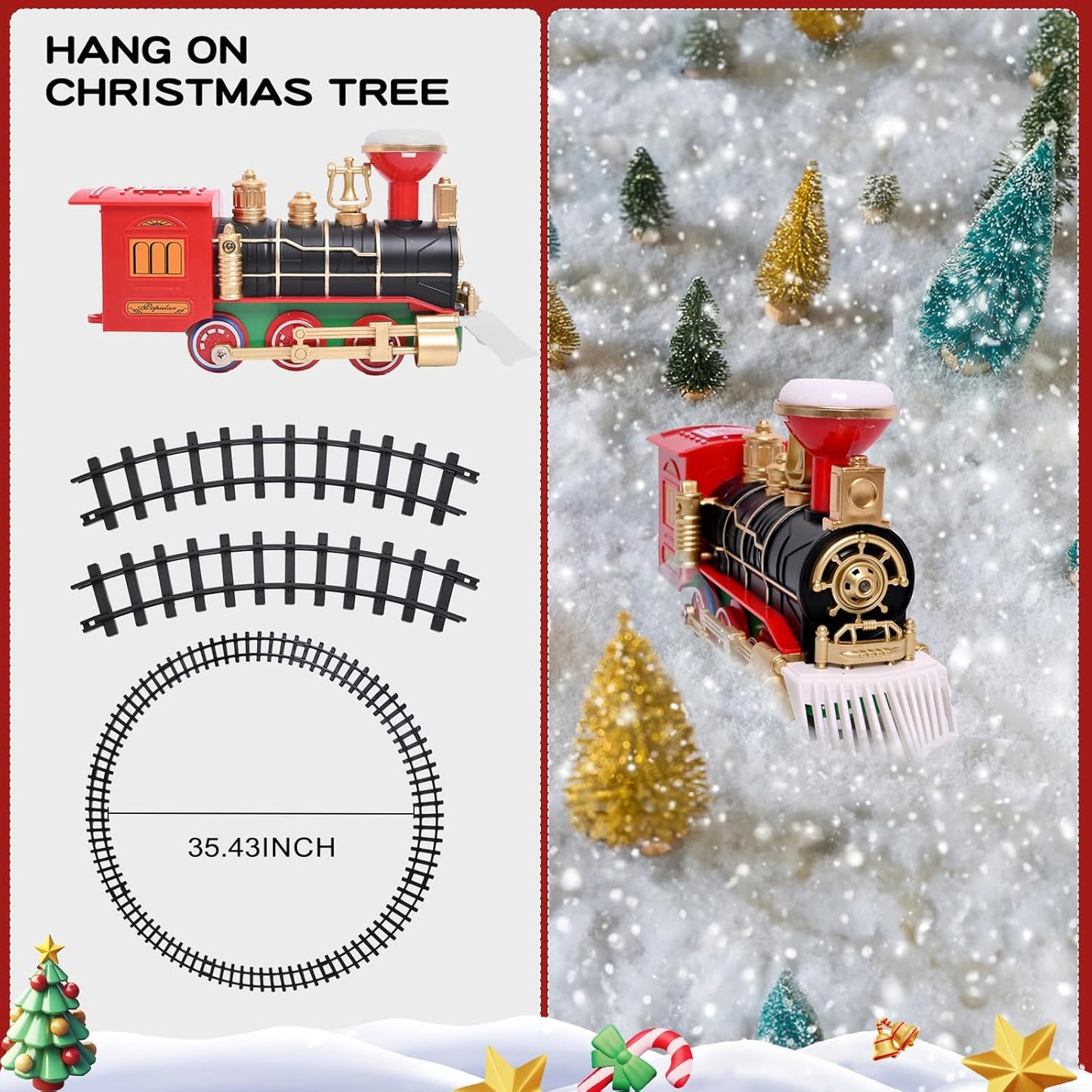 Magic Circling Christmas Train – Animated Tree Decor with Moving Locomotive