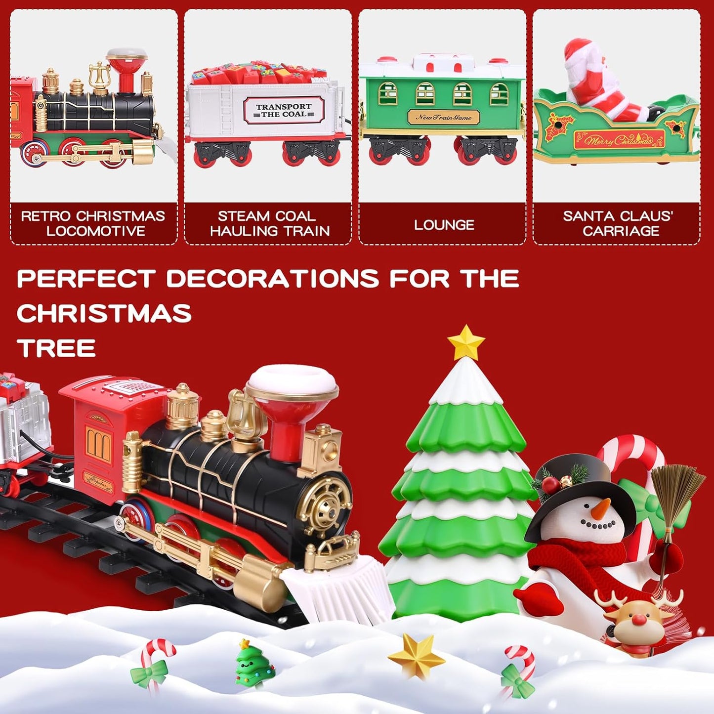 Magic Circling Christmas Train – Animated Tree Decor with Moving Locomotive