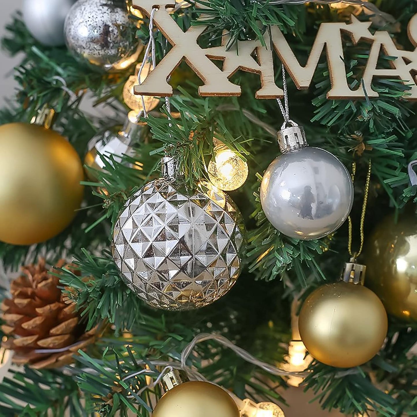 20" Tabletop Christmas Tree,Mini Christmas Tree Artificial Christmas Tree with Hanging Ornaments,Best DIY Christmas Decorations-A 45cm(18")