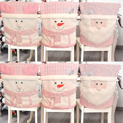 Christmas Chair Covers Set of 6 Christmas Chair Back Covers for Dining Room Cute Santa Chair Cover Party Chair Covers Christmas Decorations Red