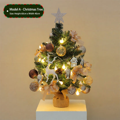 20" Tabletop Christmas Tree,Mini Christmas Tree Artificial Christmas Tree with Hanging Ornaments,Best DIY Christmas Decorations-A 45cm(18")
